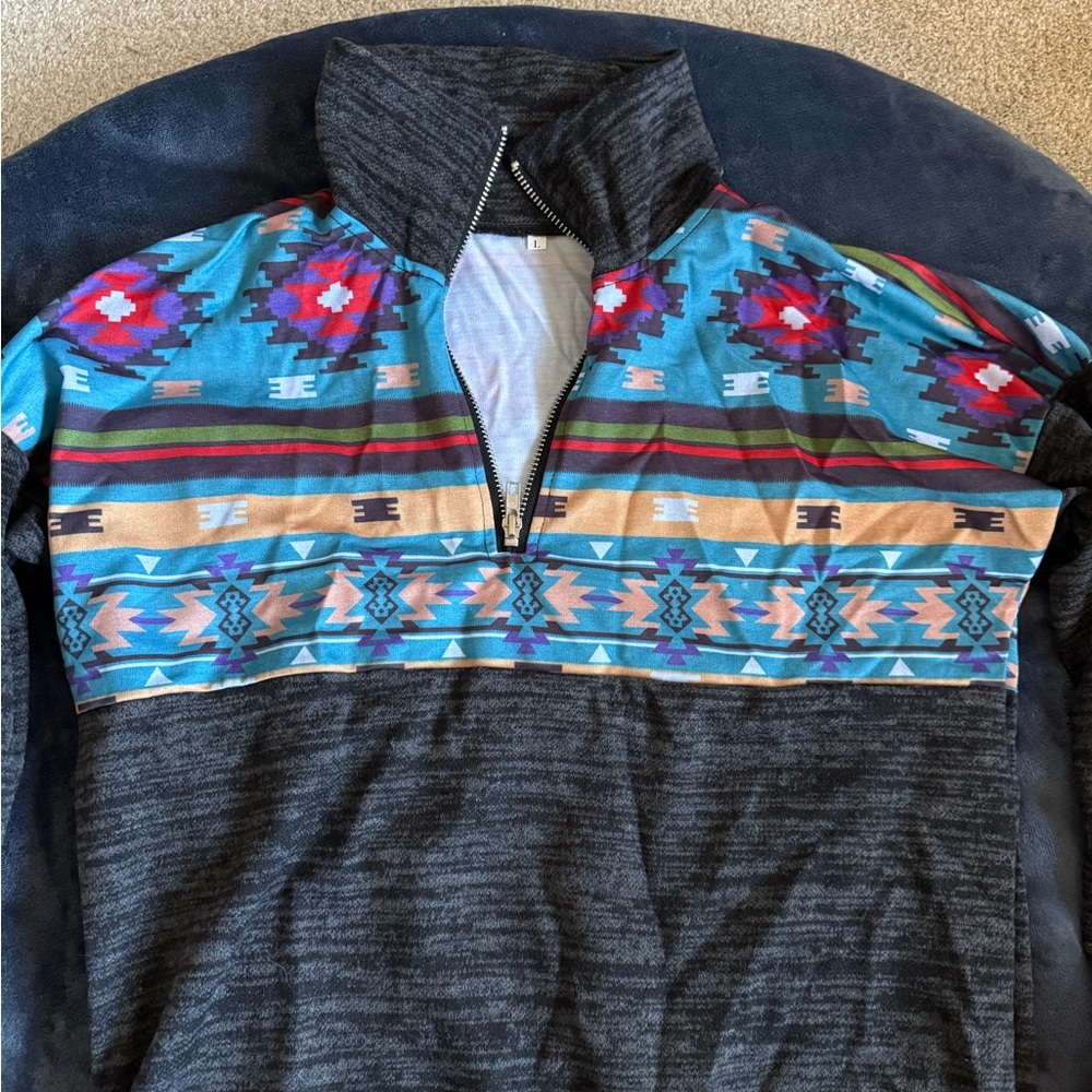 Multicolor Patterned Quarterzip - image 2